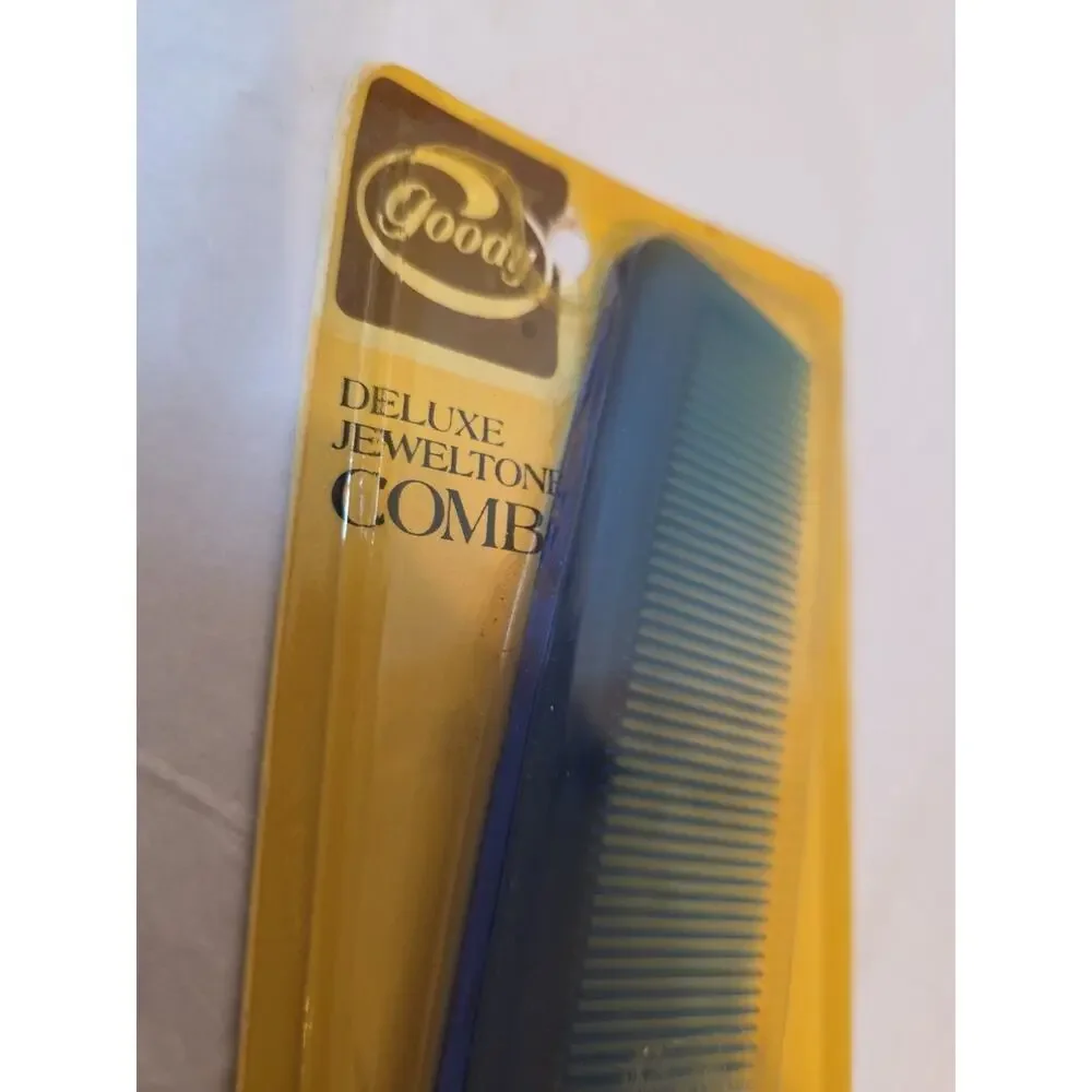 Vintage Goody Deluxe JewelTone Comb NOS Blue Hair Styling New on Card 9